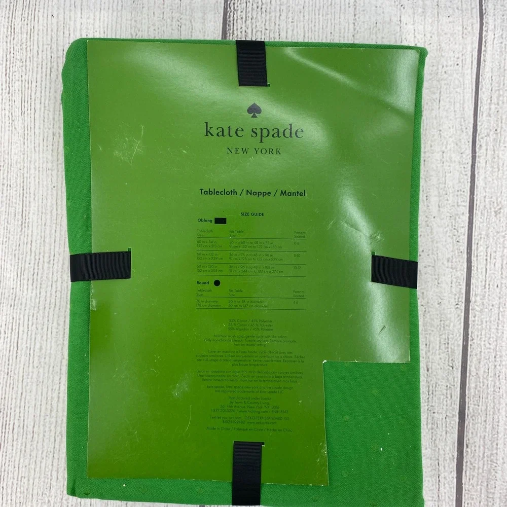 Kate Spade Tablecloth 60x120 Green Oblong Polka Dot Shamrock St Patrick Bright